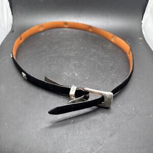 Brighton Q4703 Women's Western Belt Pony Hair Leather Black Metal Stud